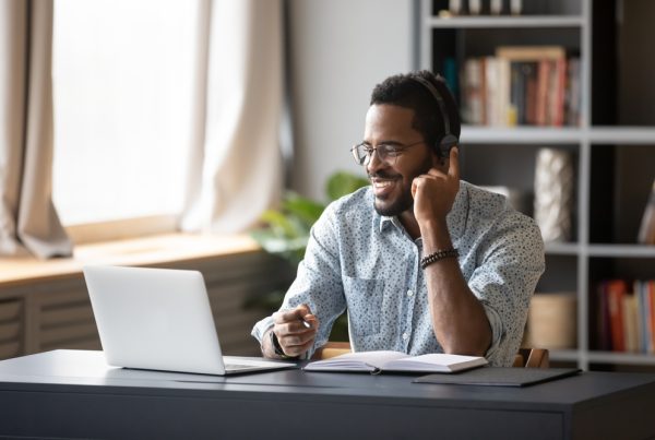 a man providing remote interpretation services