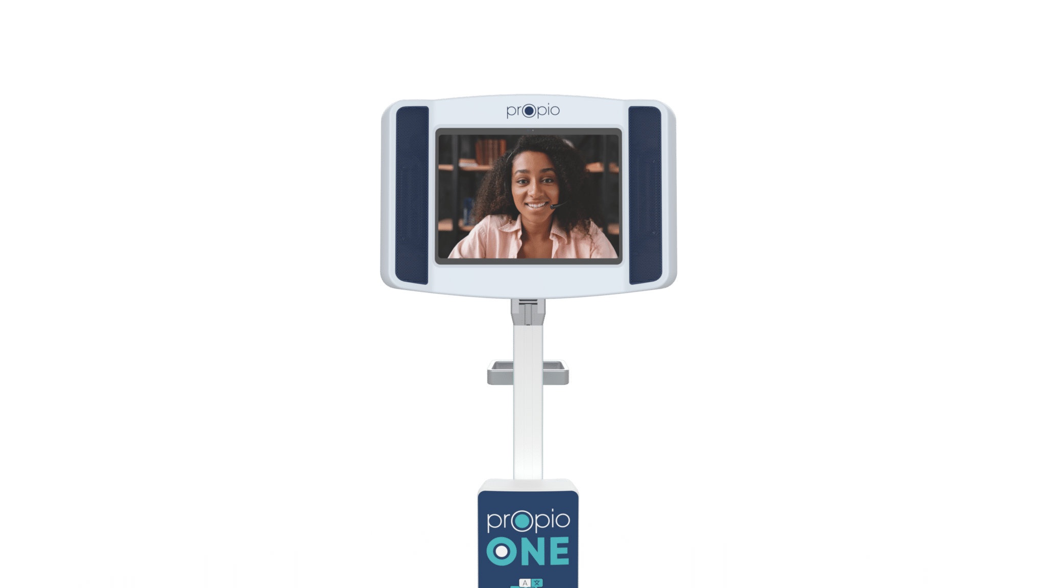 Propio cart with iPad. Shows video interpretation session.